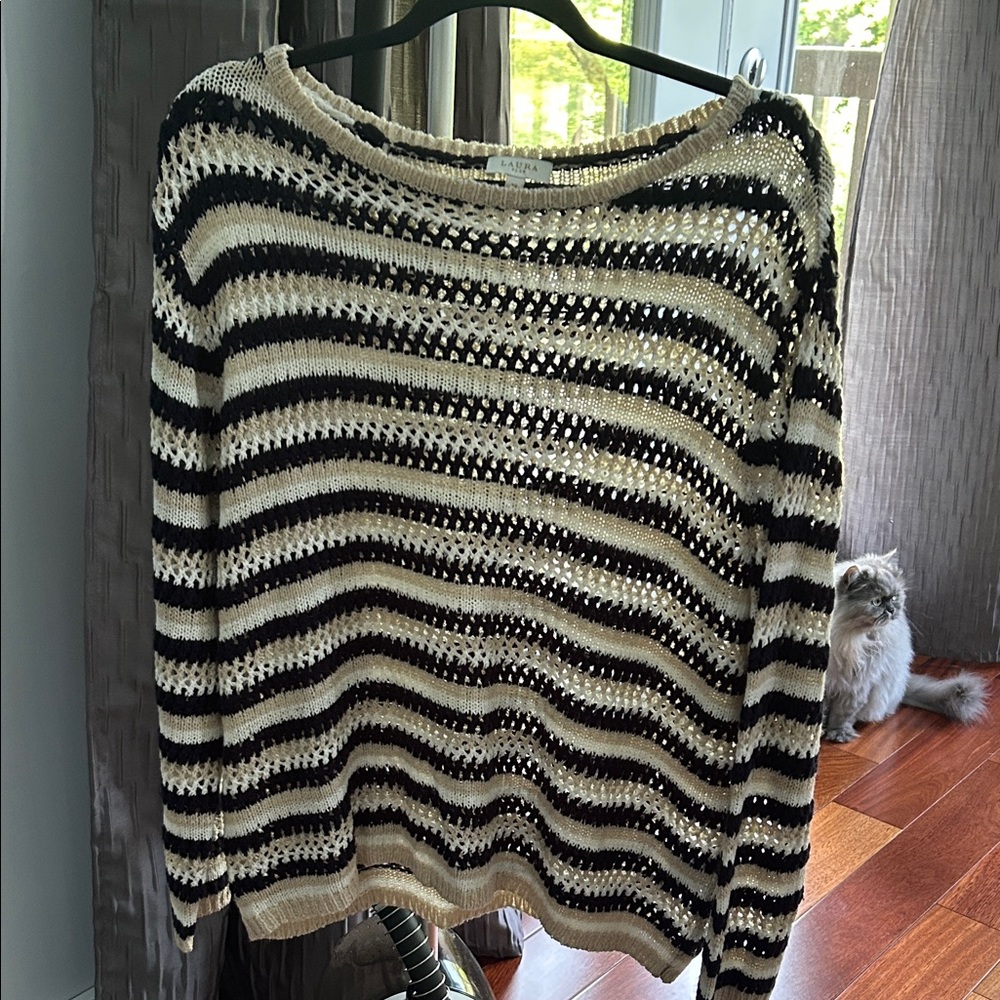 Laura Openwork knitted striped sweater 2X